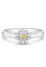 terrific little white enamel flower silver baby ring